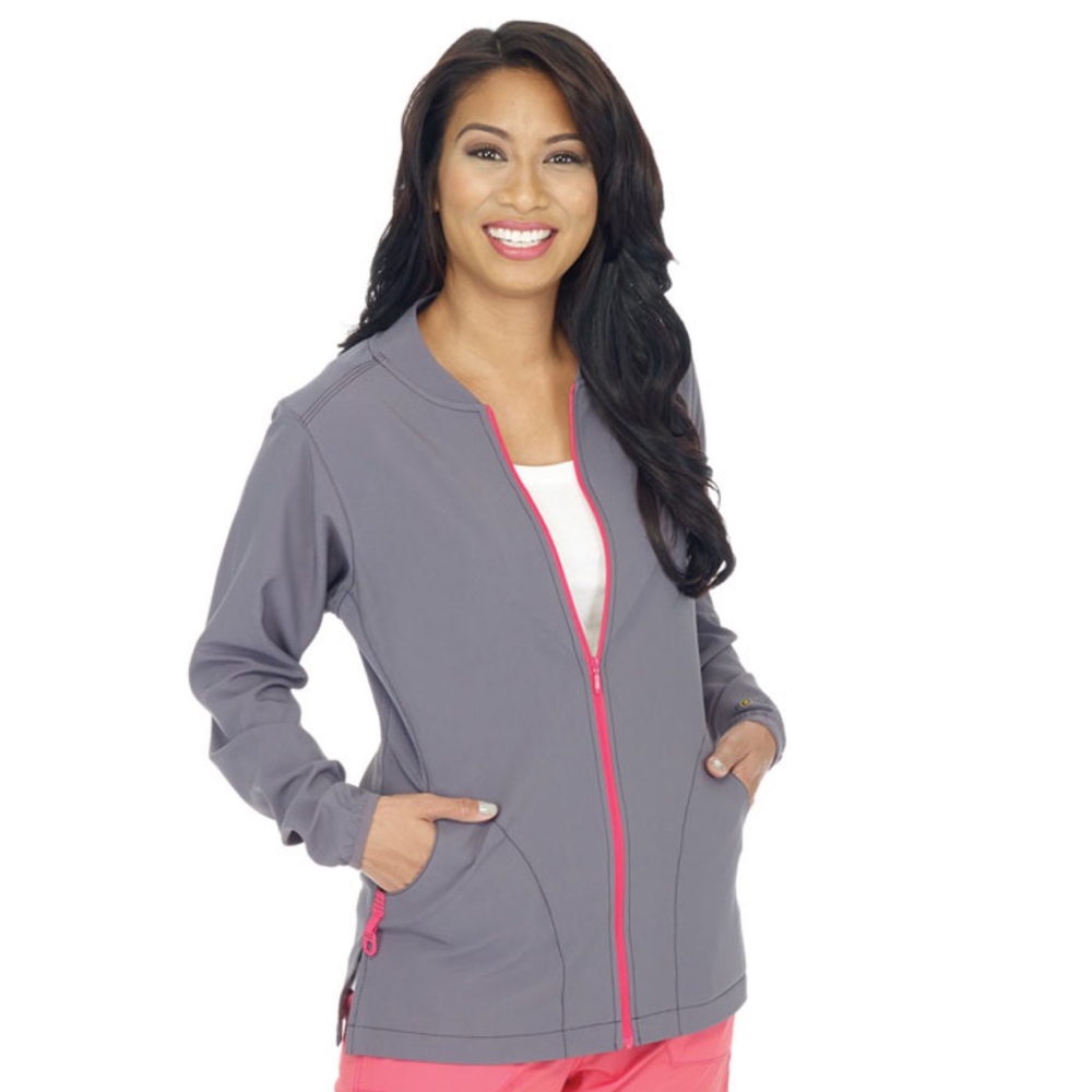 Carhartt Dark Gray scrub Jacket with Pink Zipper size 3X